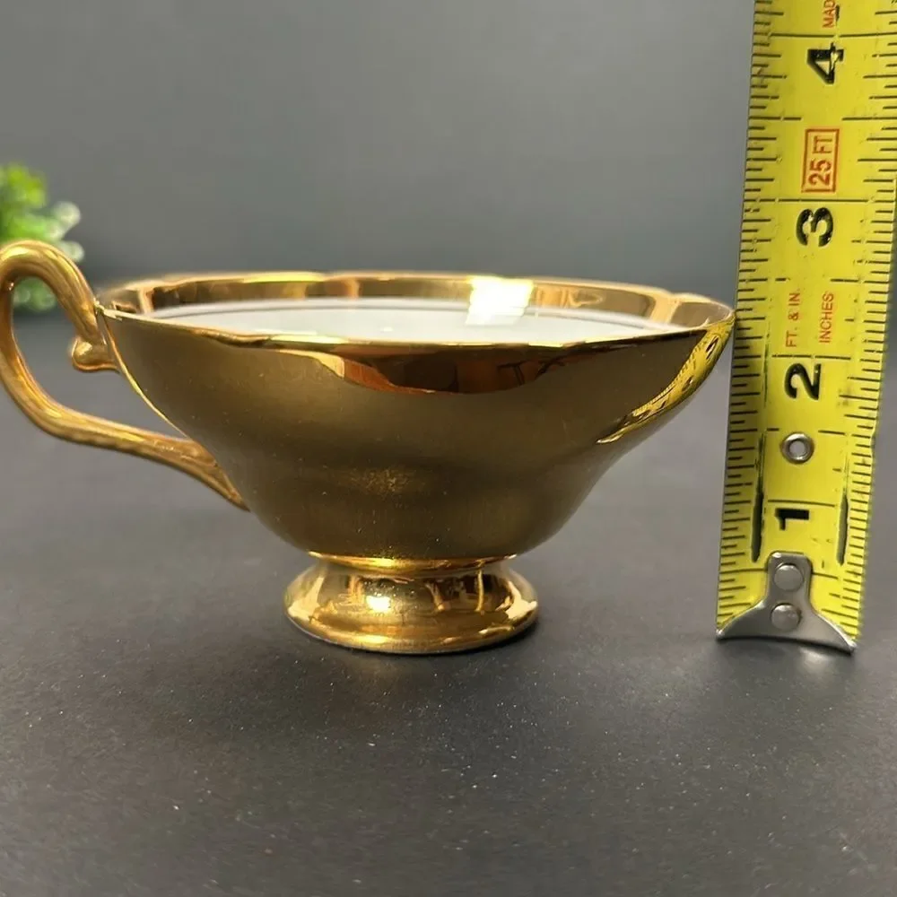 Vintage Taylor & Kent Large Pink Cabbage Rose Tea Cup Saucer Heavy Gold Signed
